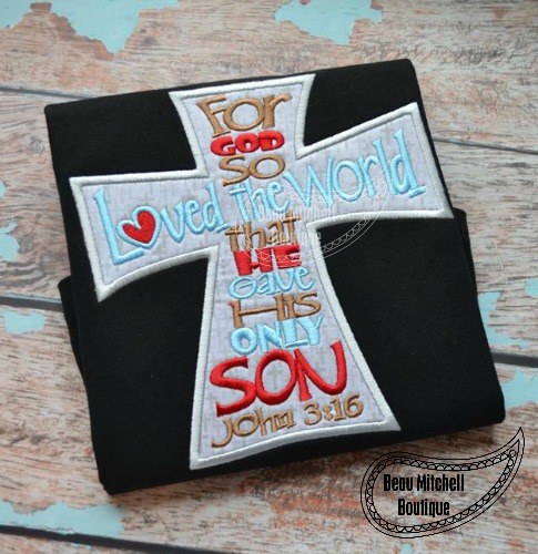 John 3:16 Applique Cross