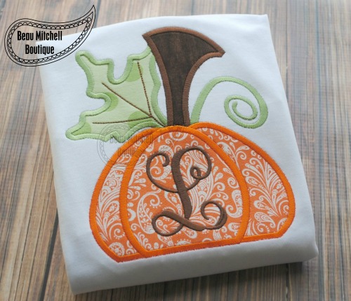 Fall Pumpkin Applique- Both Satin & Zig-zag are included