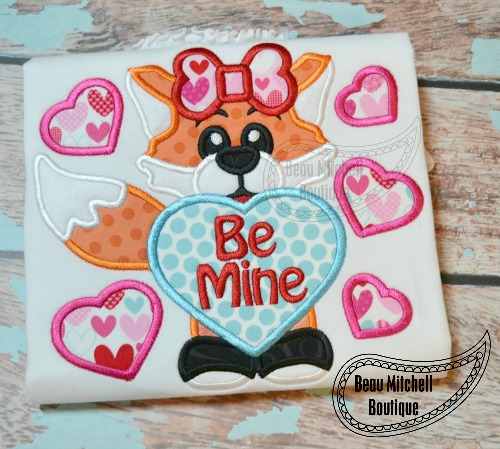 Fox be mine girl applique