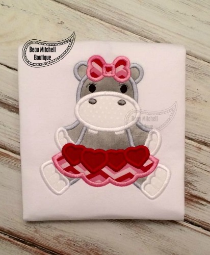 Hippo Valentine applique