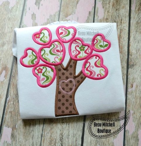 Heart tree applique