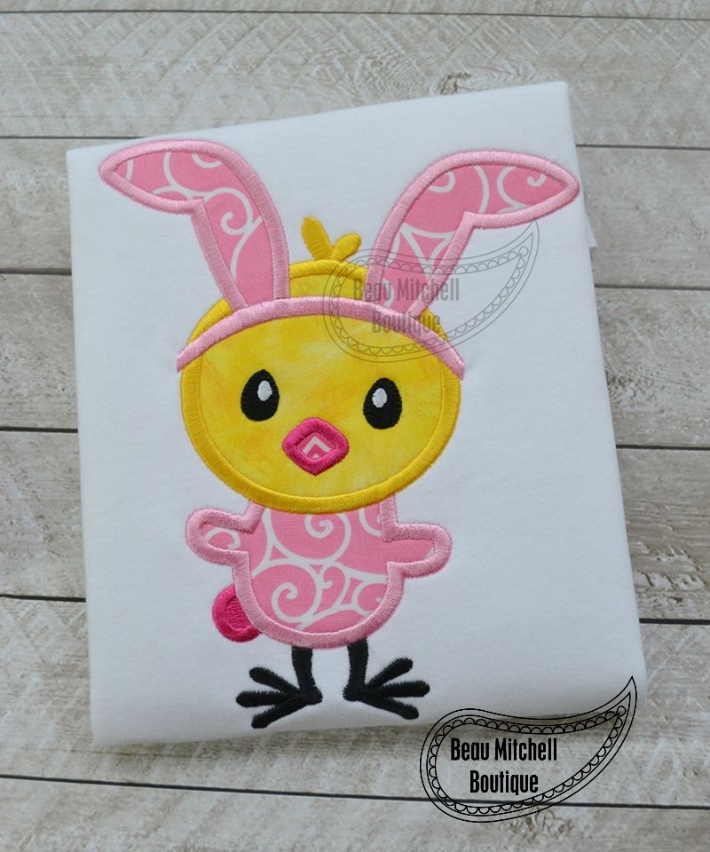 Chick in bunny suit applique