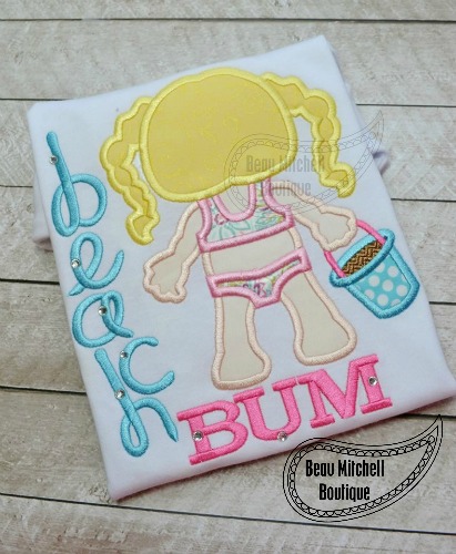 Beach Bum girl applique