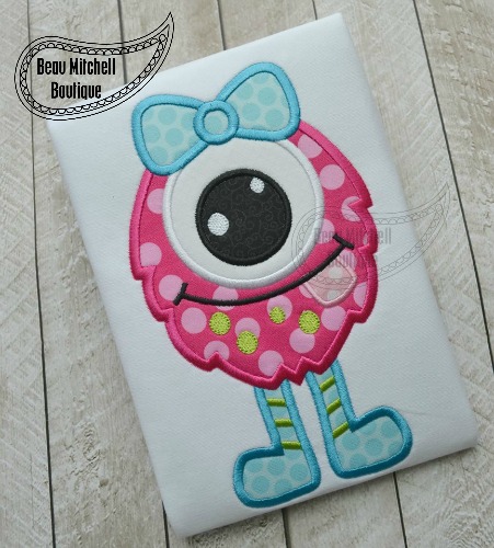 One eye girl monster applique