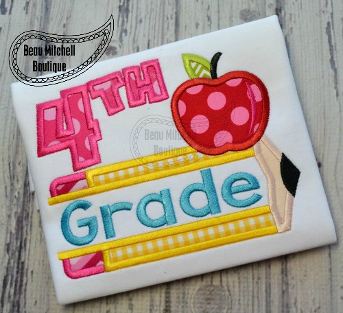 4th grade pencil apple applique