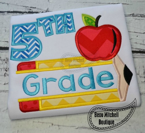 5th grade pencil apple applique