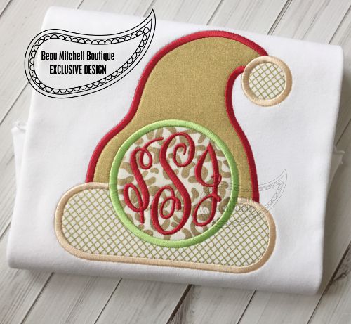 Santa hat monogram applique