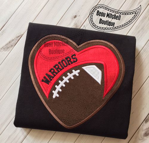 Football heart applique