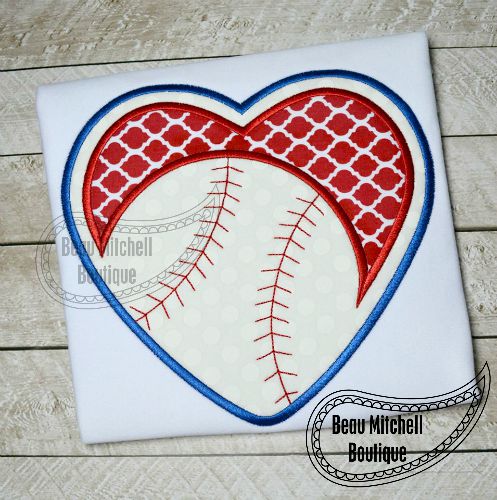 Baseball heart applique