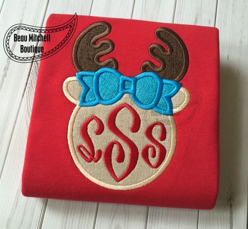 Reindeer monogram applique