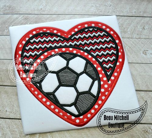 Soccer heart applique