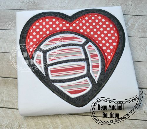 Volleyball heart applique