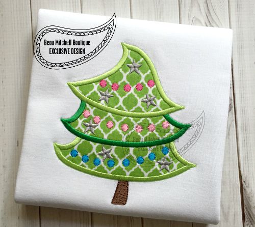 Whimsical Christmas tree applique