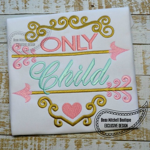 Only Child arrow girl embroidery design