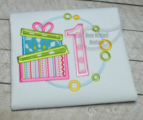 Birthday present number applique