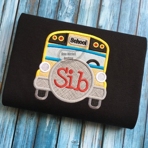 Chunky monogram school bus applique