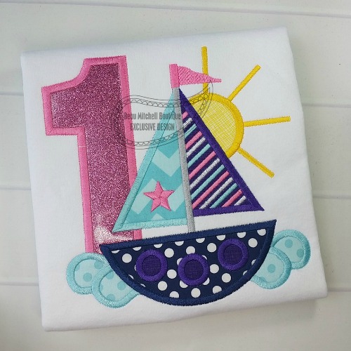 1 Sailboat Birthday applique