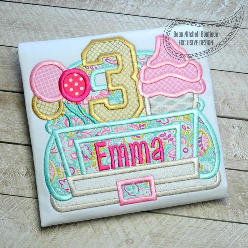 3 Birthday truck applique