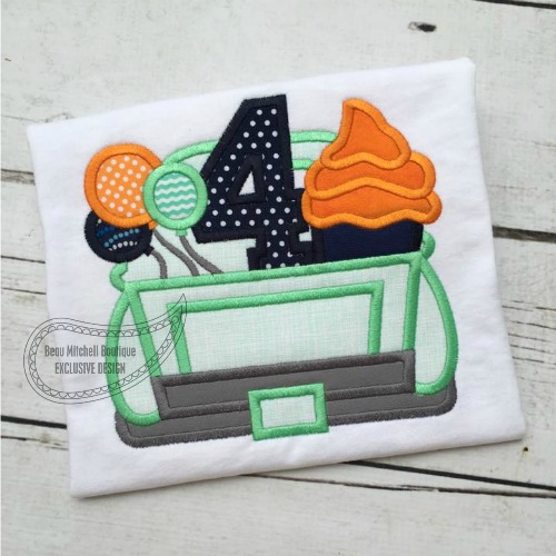 4 Birthday truck applique