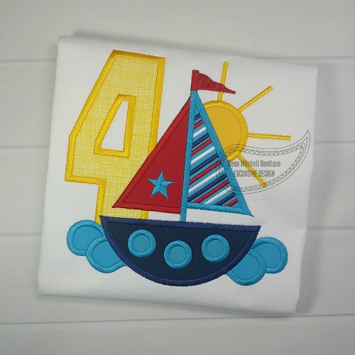 4 Sailboat Birthday applique