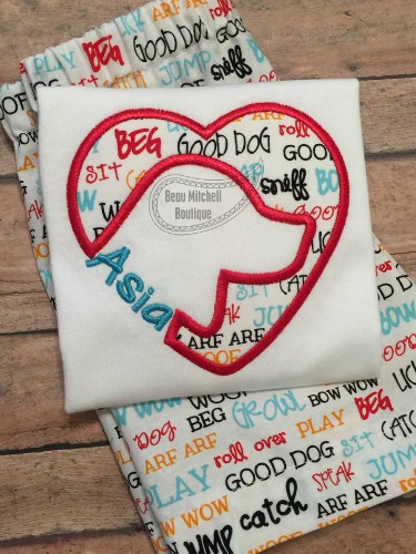 Dog heart applique