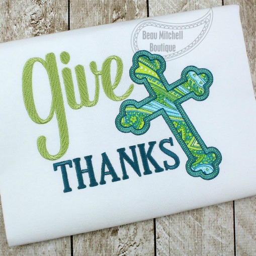 Give Thanks Cross applique