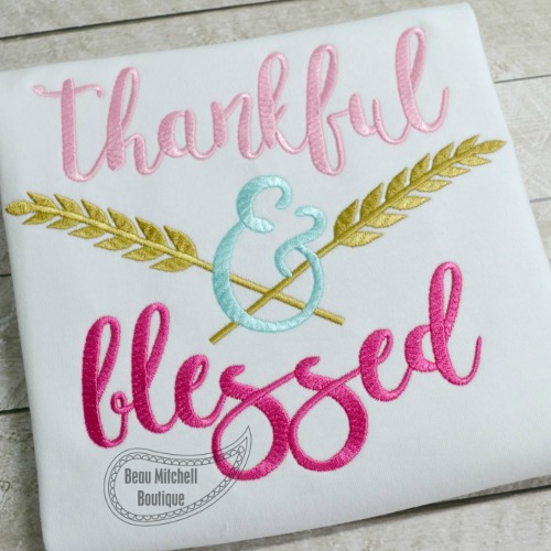 Thankful & Blessed arrow embroidery design