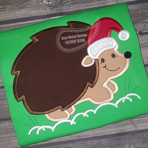 Christmas hedgehog applique