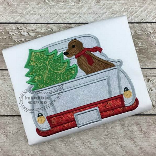 Christmas dog truck