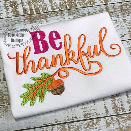 Be Thankful embroidery design