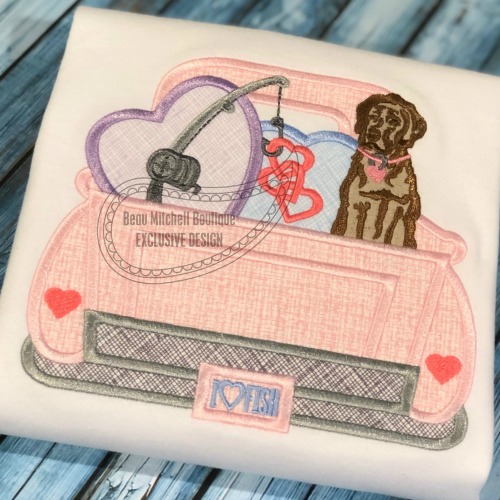 Love fishing truck applique