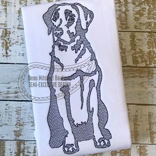 Labrador body sketch embroidery design